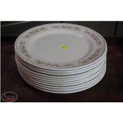 LOCATION #1. LOT OF 12 DUDSON FLORAL 12.5" PORCELAIN DINNER