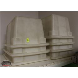 LOCATION #1. LOT OF 8 - 5 GALLON RUBBERMAID TOTES