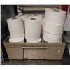 Image 1 : LOCATION #1. TOTE OF W/ 8 ROLLS OF PAPER TOWEL & 6 COMMERCIAL
