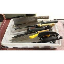 LOCATION #1. TRAY OF APPROX 20 ASSORTED COMMERCIAL GRADE KNIVES