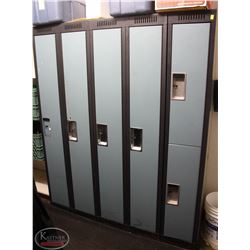 LOCATION #1. BANK OF 4 FULL SIZE LOCKERS W/ 2 HALF SIZE LOCKERS