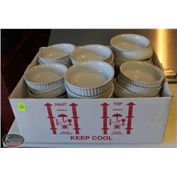 LOCATION #1. BOX OF APPROX 40 SMALL SOUP / SAUCE BOWLS