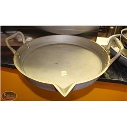 LOCATION #1. HEAVY DUTY 2 HANDLED FRYING PAN W/ POURING SPOUT