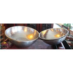 LOCATION #1. LOT OF 4 LARGE STAINLESS STEEL MIXING BOWLS