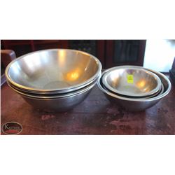 LOCATION #1. LOT OF 11 ASSORTED SIZE SMALLER S/S MIXING BOWLS