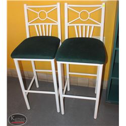 LOCATION #1. LOT OF 2 LIGHT METAL & FABRIC BAR CHAIRS