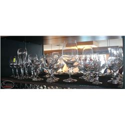 LOCATION #1. LOT OF SNIFTER GLASSES, LIQUOR GLASSES, DESSERT