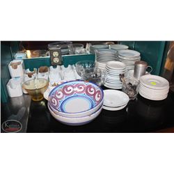 LOCATION #1. LOT OF ASSORTED SAUCERS, DESSERT BOWLS, SUGAR