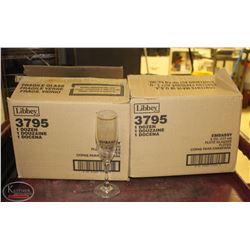 LOCATION #1. 2 CASES OF LIBBEY FLUTE GLASSES