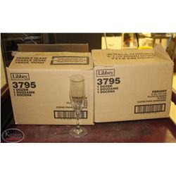 LOCATION #1. 2 CASES OF LIBBEY FLUTE GLASSES