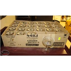 LOCATION #1. LOT OF 22 ARCOROC 6.5 OZ ARTIC CHAMPAGNE GLASSES