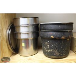 LOCATION #1. LOT OF 5 STAINLESS STEEL SOUP INSERTS