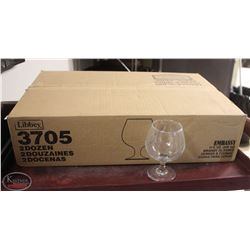 LOCATION #1. PARTIAL CASE OF LIBBEY EMBASSY BRANDY GLASSES