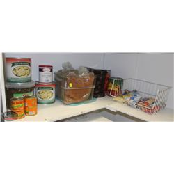 LOCATION #1. SHELF CONTENTS INCL: PASTA, SPICES, CANNED