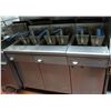 Image 1 : LOCATION #2. LOT OF 3 QUEST DUAL BASKET DEEP FRYERS W/
