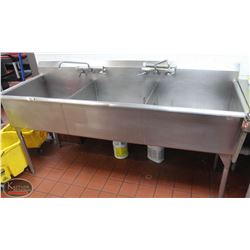 LOCATION #2. STAINLESS STEEL 3 WELL SINK W/ 2 FAUCETS