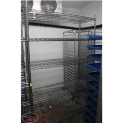 LOCATION #2. 5 TIER CHROME WIRE RACK ON CASTORS