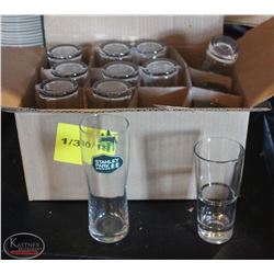 LOCATION #2. LOT OF 9 STANLEY PARK BREWING GLASSES W/ 5
