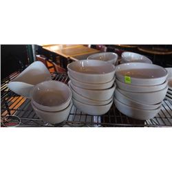 LOCATION #2. LOT OF 22 ONIEDA OVAL PORCELAIN BOWLS W/ 1 OVAL