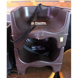 LOCATION #2. LOT OF 2 BROWN PLASTIC BOOSTER SEATS