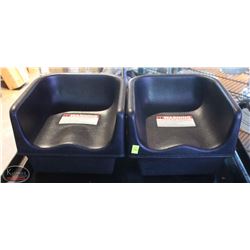 LOCATION #2. LOT OF 2 BLACK PLASTIC BOOSTER SEATS