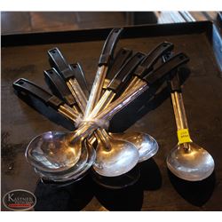 LOCATION #2. LOT OF 11 S/S SERVING SPOONS W/ PLASTIC HANDLES