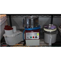 LOCATION #2. ROBOT COUPE R2 3 QUART FOOD PROCESSOR W/ ASSORTED