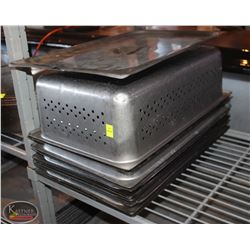 LOCATION #2. LOT OF 11 STAINLESS STEEL FULL SIZE INSERTS INCL: