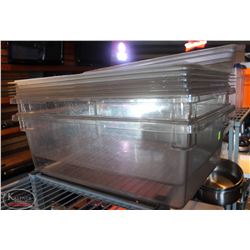 LOCATION #2. LOT OF 2 CAMBRO 13 GALLON POLY CARB TOTES W/ EXTRA