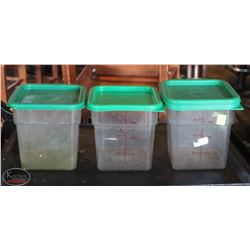 LOCATION #2. LOT OF 3 CAMBRO 4 QUART DRY INGREDIENT BINS W/
