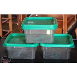 LOCATION #2. LOT OF 3 CAMBRO 2 QUART DRY INGREDIENT BINS W/