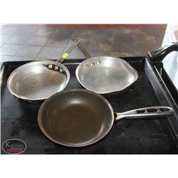 LOCATION #2. LOT OF 3 ALUMINUM 8.5" FRYING PANS