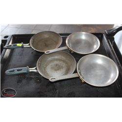 LOCATION #2. LOT OF 4 ALUMINUM 7.5" FRYING PANS