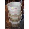 Image 1 : LOCATION #2. STACK OF 8 ASSORTED ROUND DRY INGREDIENT BINS