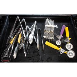 LOCATION #2. LOT OF 8 SETS OF STAINLESS STEEL TONGS W/ 2 - 6