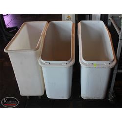 LOCATION #2. LOT OF 3 ROLLING INGREDIENT BINS W/ NO LIDS