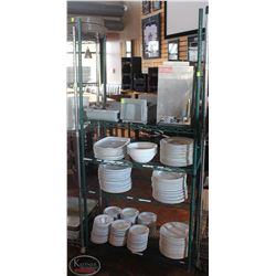 LOCATION #2. 4 TIER GREEN WIRE RACK 36"X18"X75"