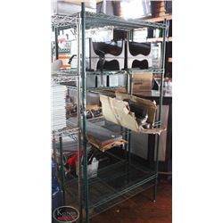 LOCATION #2. 4 TIER GREEN WIRE RACK 36"X18"X75"