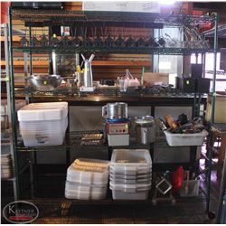 LOCATION #2. 5 TIER GREEN WIRE RACK ON CASTORS 72"X24"X77"