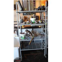 LOCATION #2. 4 TIER GREY WIRE RACK ON CASTORS 36"X21"X77.5"