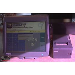 LOCATION #2. LOT OF 5 MICROS P.O.S SCREENS W/ 5 PRINTERS & 1