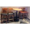 Image 1 : LOCATION #2. 30" ROUND BAR TABLE W/ 2 WOOD BAR CHAIRS & 2