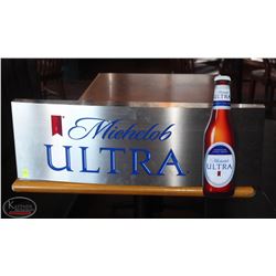 LOCATION #2. LIGHTED STAINLESS STEEL MICHELOB ULTRA BEER SIGN