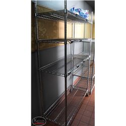 LOCATION #2. 4 TIER CHROME WIRE RACK ON CASTORS 48"X18"X76"