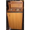 Image 1 : LOCATION #2. WOODEN GARBAGE RECEPTACLE W/ SERVING TRAY SHELF