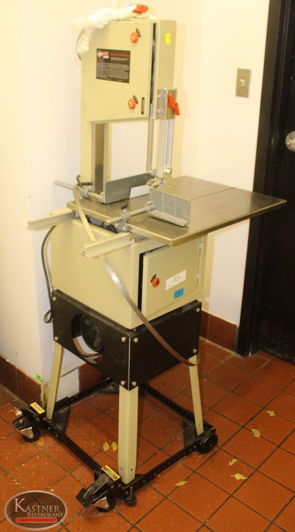 LOCATION 2. CANWOOD PRO MEAT SAW ON MOBILE BASE W/ MEAT