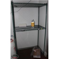 LOCATION #2. 3 TIER GREEN WIRE RACK 42"X24"X75"