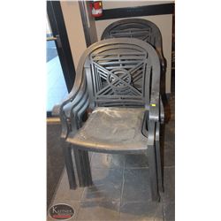 LOCATION #2. LOT OF 8 PLASTIC PATIO CHAIRS