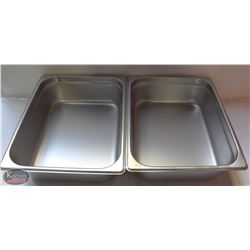 LOCATION #3. HALF SIZE 4" DEEP STAINLESS INSERTS -LOT OF 2