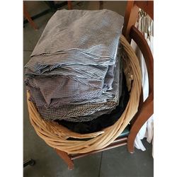 LOCATION #1. LARGE LOT OF ASSORTED SIZE CHEF UNIFORMS